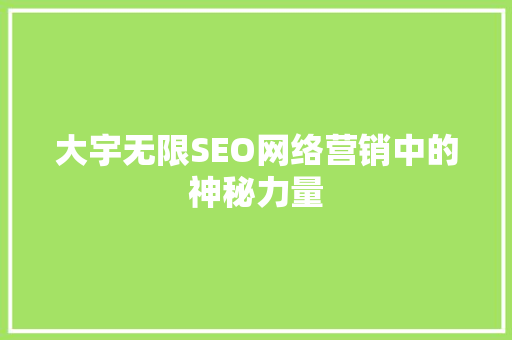 大宇无限SEO网络营销中的神秘力量