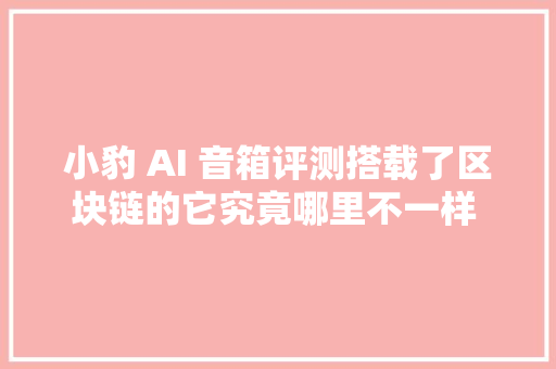 小豹 AI 音箱评测搭载了区块链的它究竟哪里不一样 YES or NO