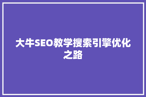 大牛SEO教学搜索引擎优化之路