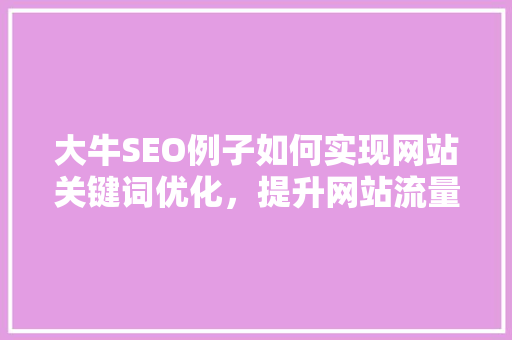 大牛SEO例子如何实现网站关键词优化，提升网站流量与排名