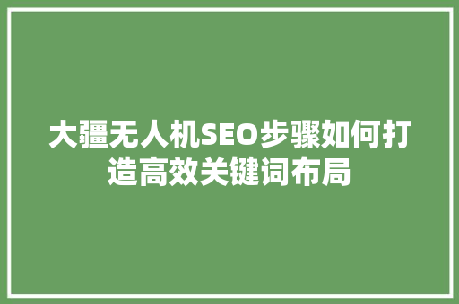 大疆无人机SEO步骤如何打造高效关键词布局