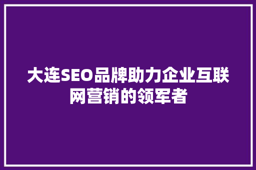 大连SEO品牌助力企业互联网营销的领军者