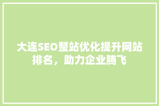 大连SEO整站优化提升网站排名，助力企业腾飞