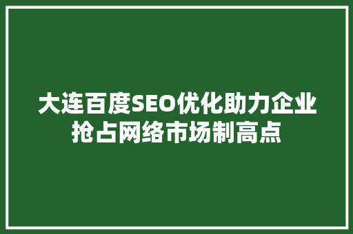 大连百度SEO优化助力企业抢占网络市场制高点