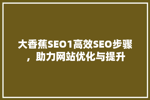 大香蕉SEO1高效SEO步骤，助力网站优化与提升