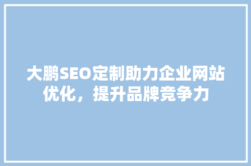 大鹏SEO定制助力企业网站优化，提升品牌竞争力