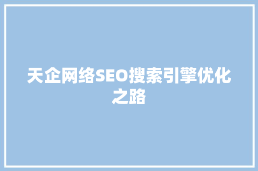 天企网络SEO搜索引擎优化之路