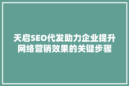 天启SEO代发助力企业提升网络营销效果的关键步骤