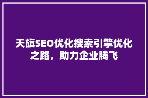 天旗SEO优化搜索引擎优化之路，助力企业腾飞