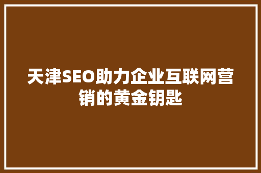 天津SEO助力企业互联网营销的黄金钥匙