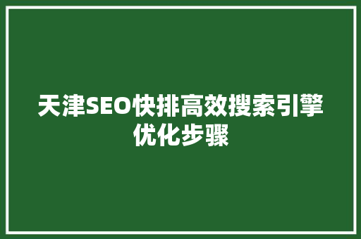 天津SEO快排高效搜索引擎优化步骤