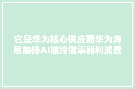 它是华为核心供应商华为海思加持AI液冷做事器利润暴增