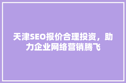 天津SEO报价合理投资，助力企业网络营销腾飞