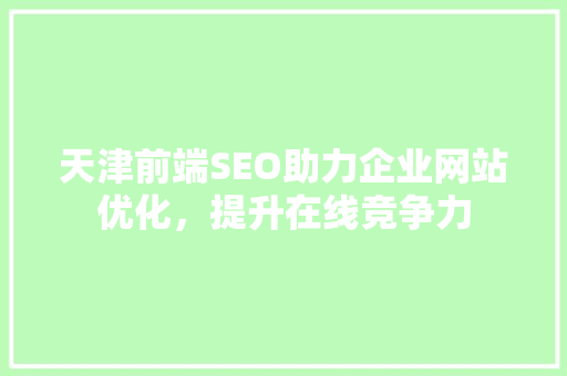 天津前端SEO助力企业网站优化，提升在线竞争力