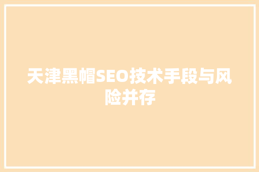 天津黑帽SEO技术手段与风险并存