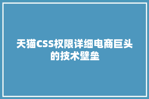 天猫CSS权限详细电商巨头的技术壁垒