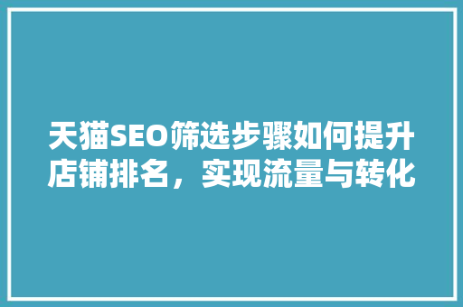 天猫SEO筛选步骤如何提升店铺排名，实现流量与转化双丰收