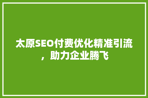 太原SEO付费优化精准引流，助力企业腾飞