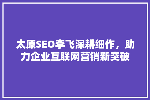 太原SEO李飞深耕细作，助力企业互联网营销新突破