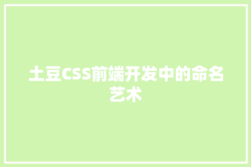 土豆CSS前端开发中的命名艺术