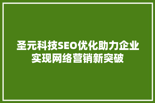 圣元科技SEO优化助力企业实现网络营销新突破