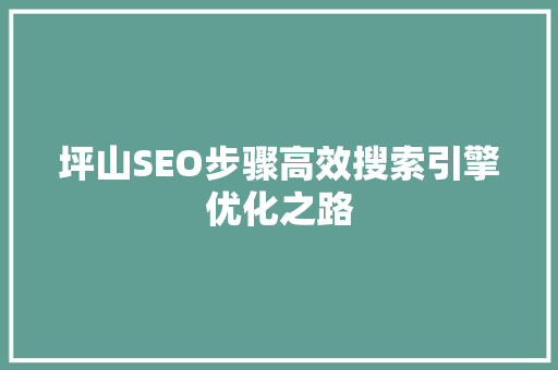 坪山SEO步骤高效搜索引擎优化之路