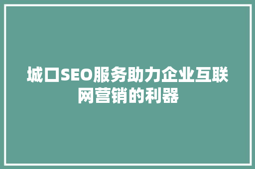 城口SEO服务助力企业互联网营销的利器