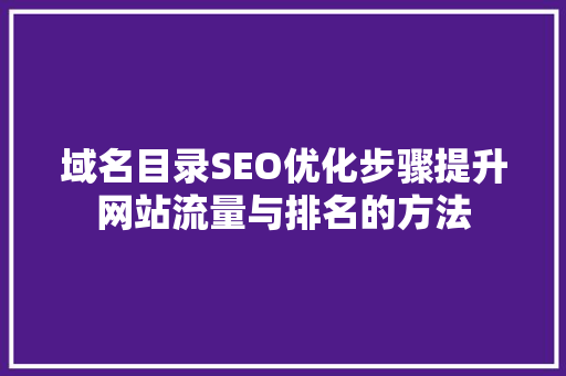 域名目录SEO优化步骤提升网站流量与排名的方法