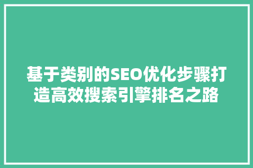 基于类别的SEO优化步骤打造高效搜索引擎排名之路