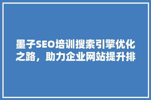 墨子SEO培训搜索引擎优化之路，助力企业网站提升排名