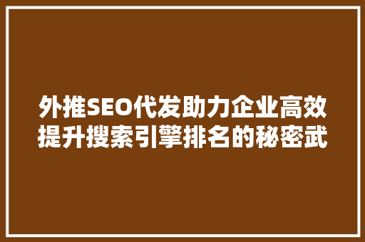 外推SEO代发助力企业高效提升搜索引擎排名的秘密武器