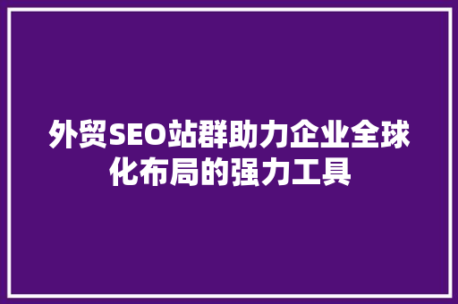 外贸SEO站群助力企业全球化布局的强力工具