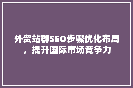 外贸站群SEO步骤优化布局，提升国际市场竞争力