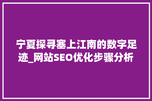 宁夏探寻塞上江南的数字足迹_网站SEO优化步骤分析