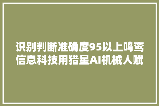 识别判断准确度95以上鸣鸾信息科技用猎星AI机械人赋能招聘场景提高招聘效率