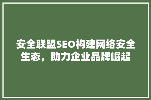 安全联盟SEO构建网络安全生态，助力企业品牌崛起