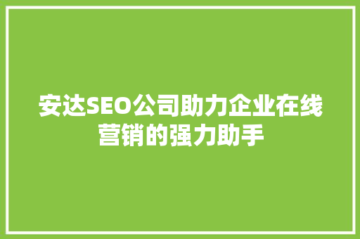 安达SEO公司助力企业在线营销的强力助手