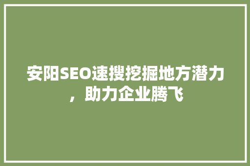 安阳SEO速搜挖掘地方潜力，助力企业腾飞