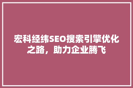 宏科经纬SEO搜索引擎优化之路，助力企业腾飞