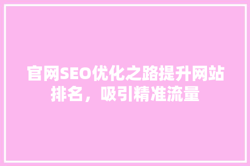 官网SEO优化之路提升网站排名，吸引精准流量