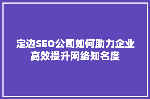 定边SEO公司如何助力企业高效提升网络知名度