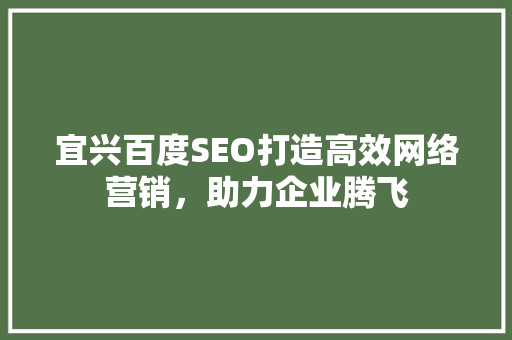 宜兴百度SEO打造高效网络营销，助力企业腾飞