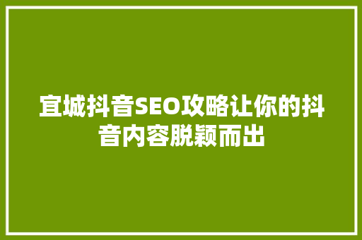 宜城抖音SEO攻略让你的抖音内容脱颖而出