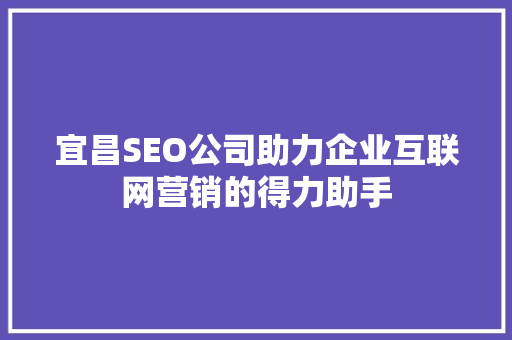 宜昌SEO公司助力企业互联网营销的得力助手