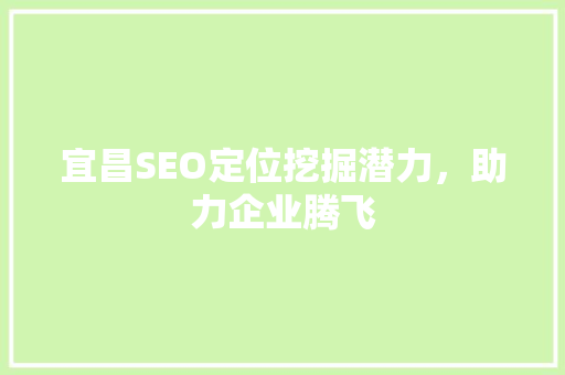 宜昌SEO定位挖掘潜力，助力企业腾飞