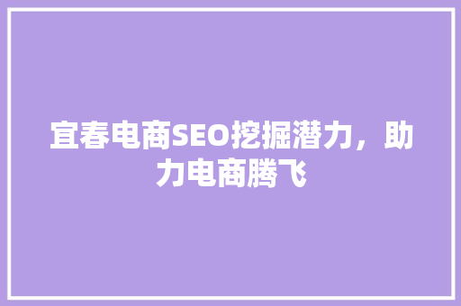 宜春电商SEO挖掘潜力，助力电商腾飞