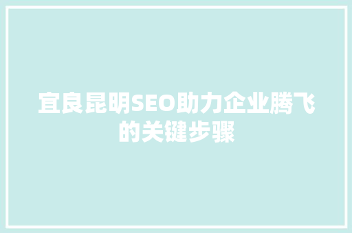 宜良昆明SEO助力企业腾飞的关键步骤