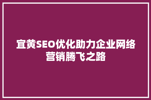 宜黄SEO优化助力企业网络营销腾飞之路