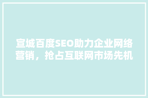 宣城百度SEO助力企业网络营销，抢占互联网市场先机