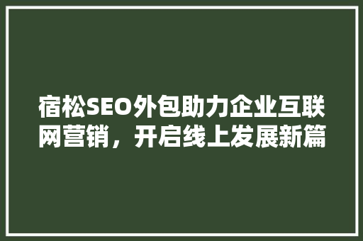 宿松SEO外包助力企业互联网营销，开启线上发展新篇章